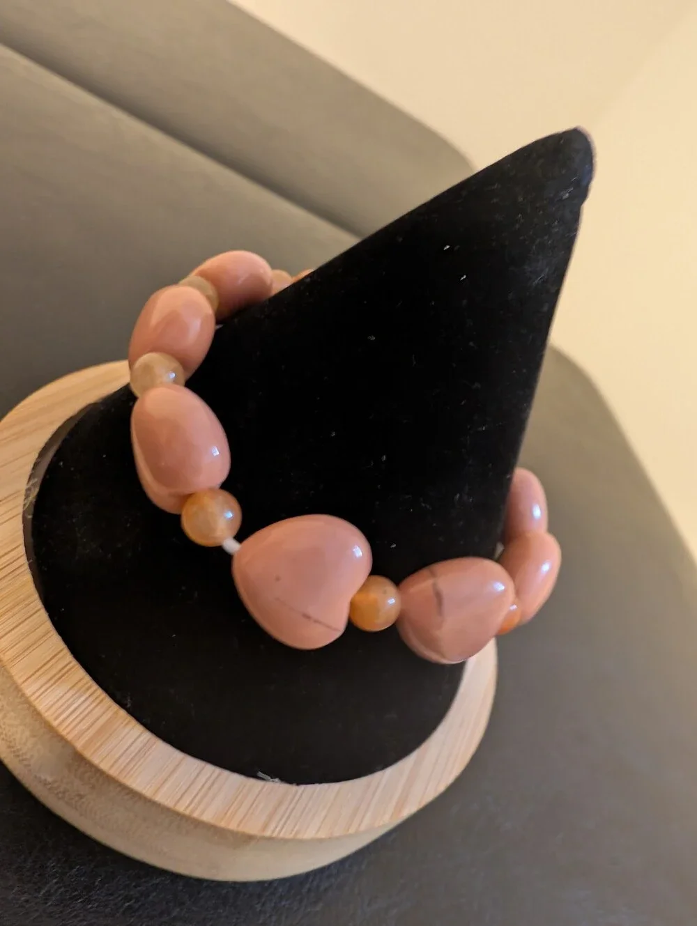 Pink Heart Bead Stretch Bracelet - Women's Jewelry